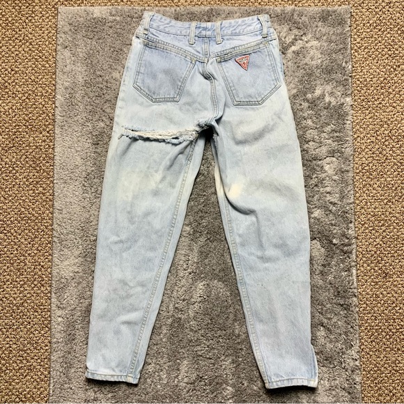 Vintage 90's Guess By Marciano Distressed Light Wash Mom Jeans - Picture 1 of 9